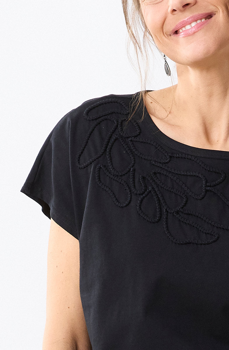 Akila Couched Knit Cap Sleeve Boxy Tee