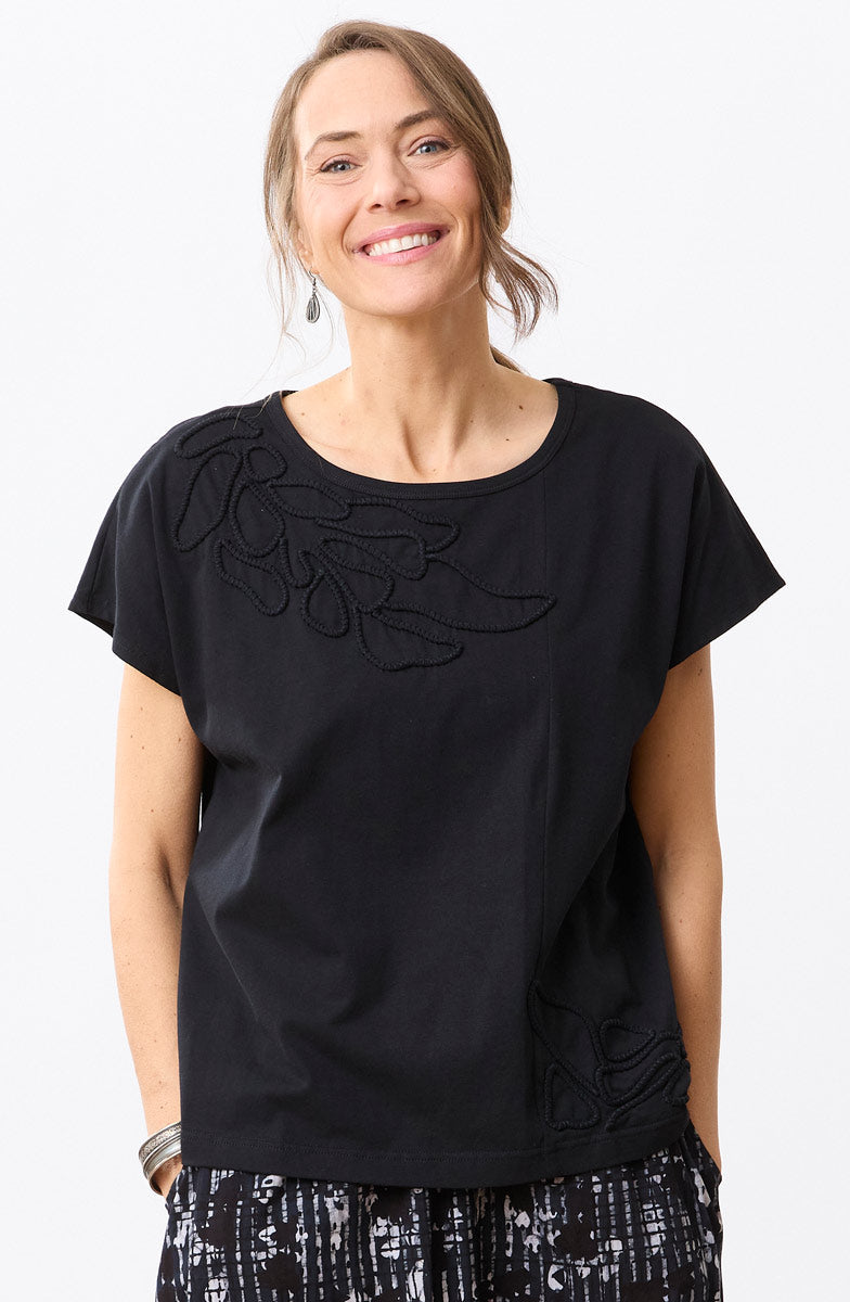 Akila Couched Knit Cap Sleeve Boxy Tee