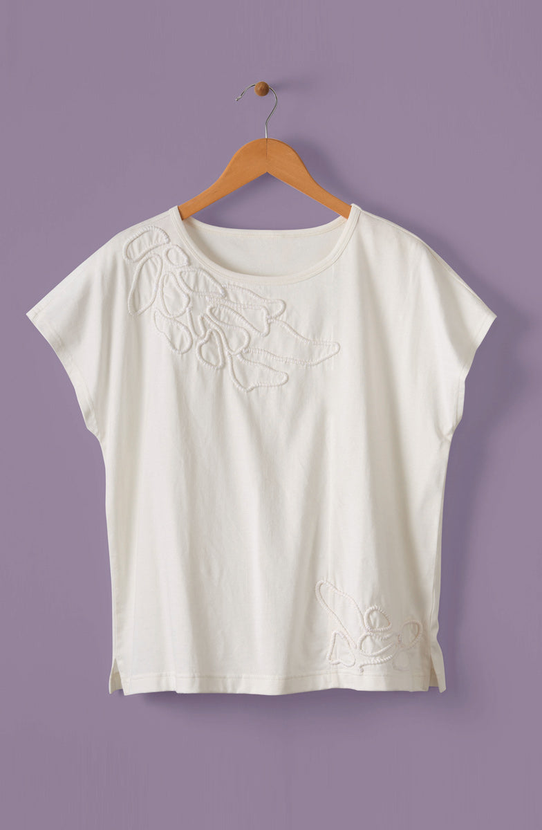 Akila Couched Knit Cap Sleeve Boxy Tee