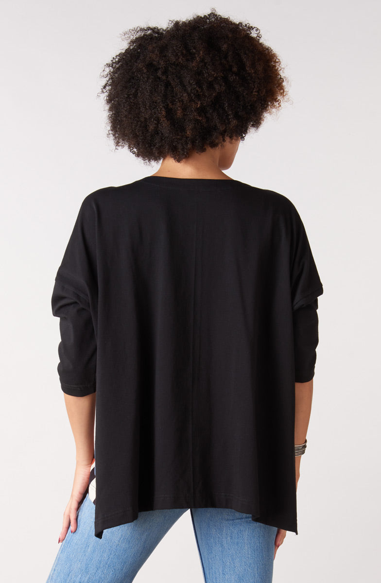 Rivona Mixed Media Tee - Black/Multi