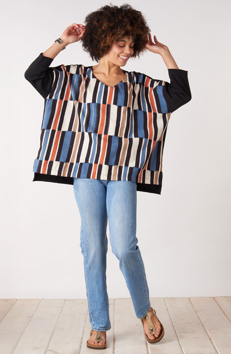 Rivona Mixed Media Tee - Black/Multi