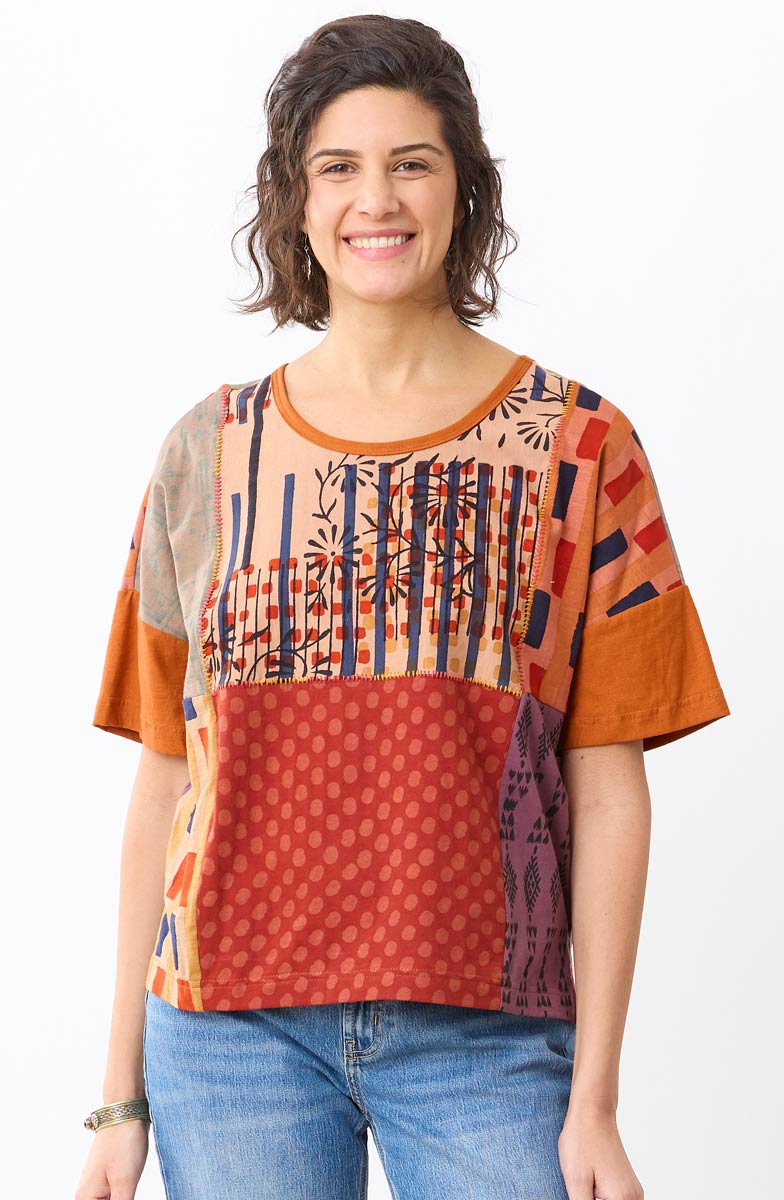 Neeru Mixed Deadstock Knit Tee - Clay/Multi