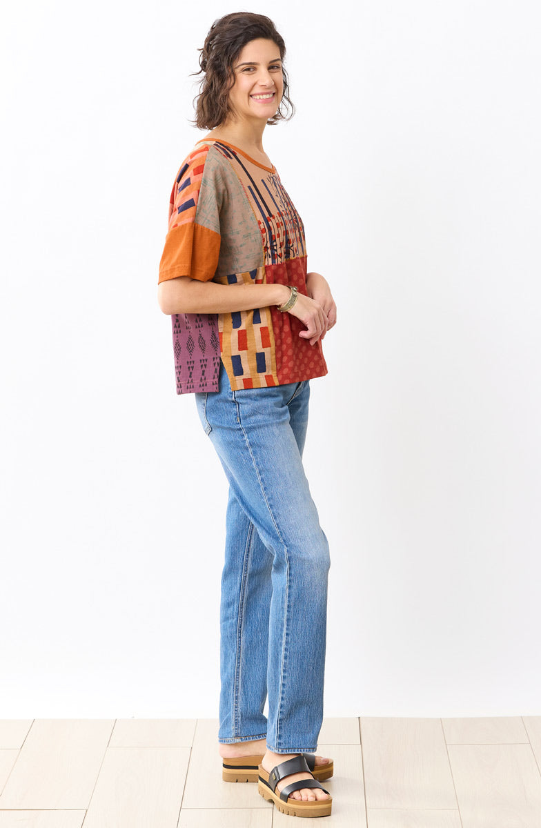 Neeru Mixed Deadstock Knit Tee - Clay/Multi