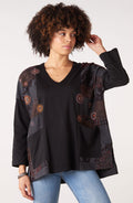 Sanija Upcycled Patchwork Loose Fit Top - Black/Multi
