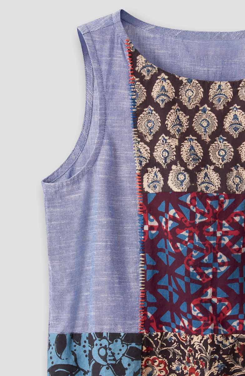 Suma Deadstock Patchwork Tank - Chambray/Multi