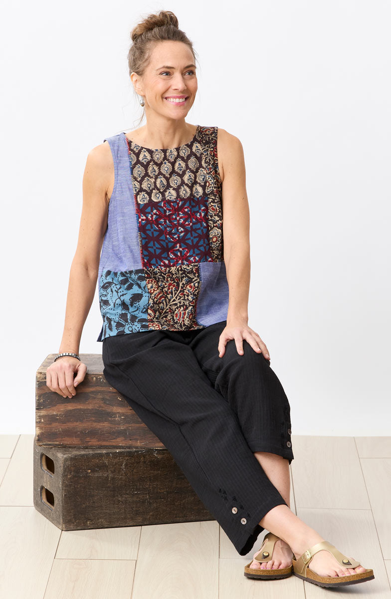 Suma Deadstock Patchwork Tank - Chambray/Multi