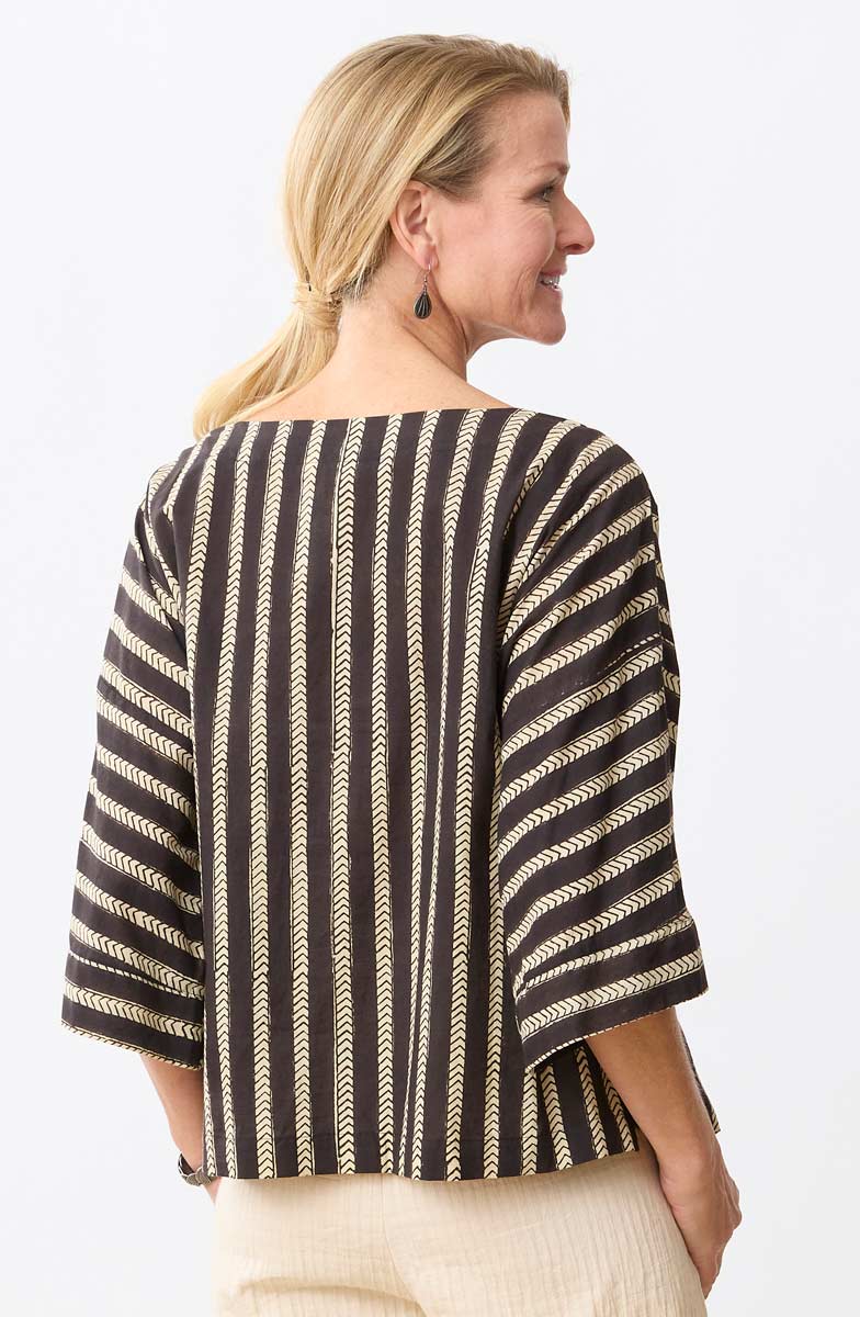 Sujaya Drop-Shoulder Boxy Top - Black/Natural