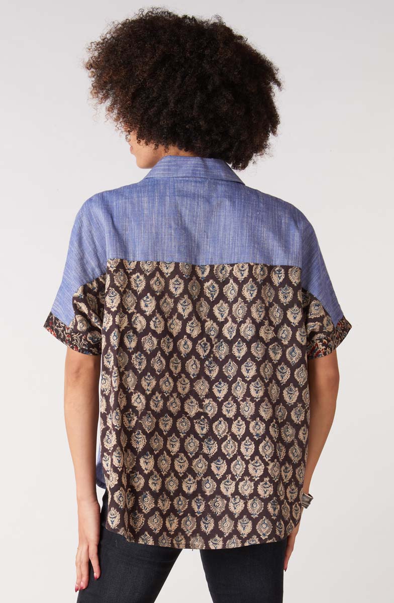 Trichy Deadstock Oversized Shirt - Chambray/Multi