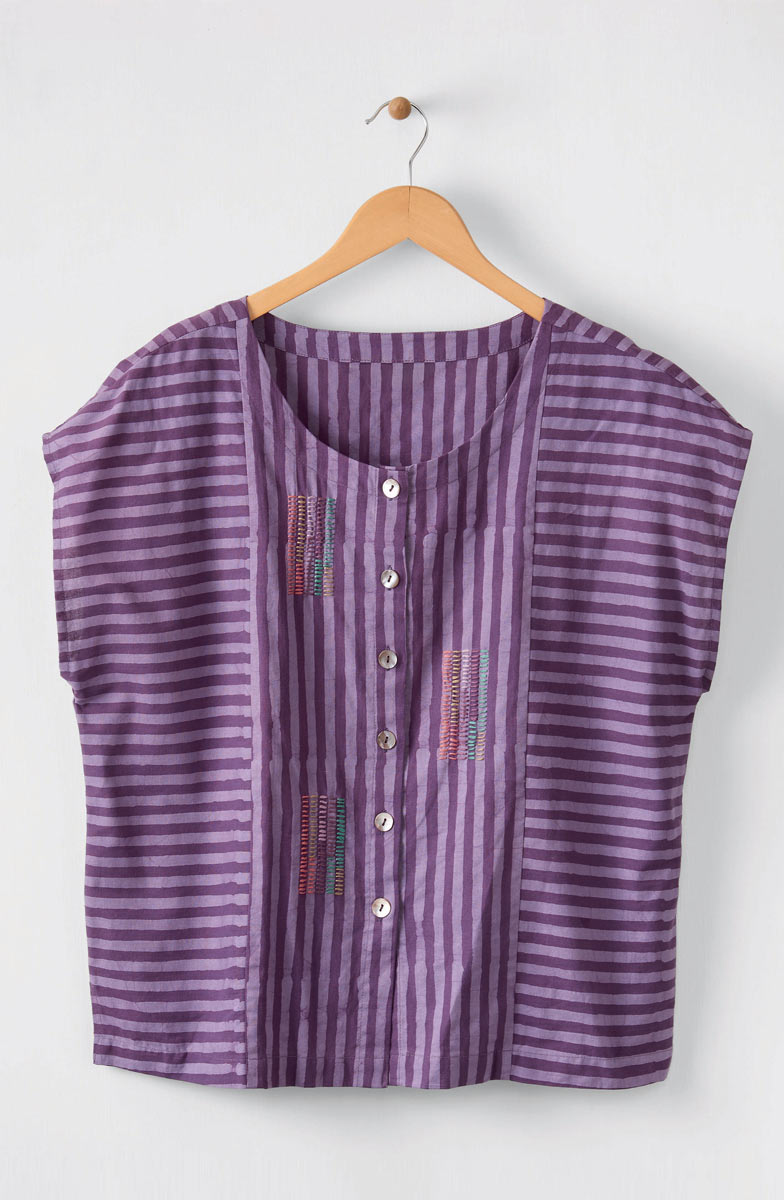 Rishi Cap Sleeve Boxy Top - Heirloom purple/Multi