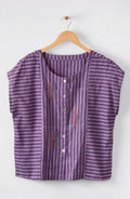 Rishi Cap Sleeve Boxy Top - Heirloom purple/Multi