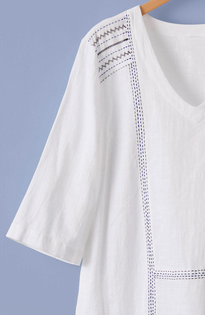 Kochi Slub Cotton V-Neck Top