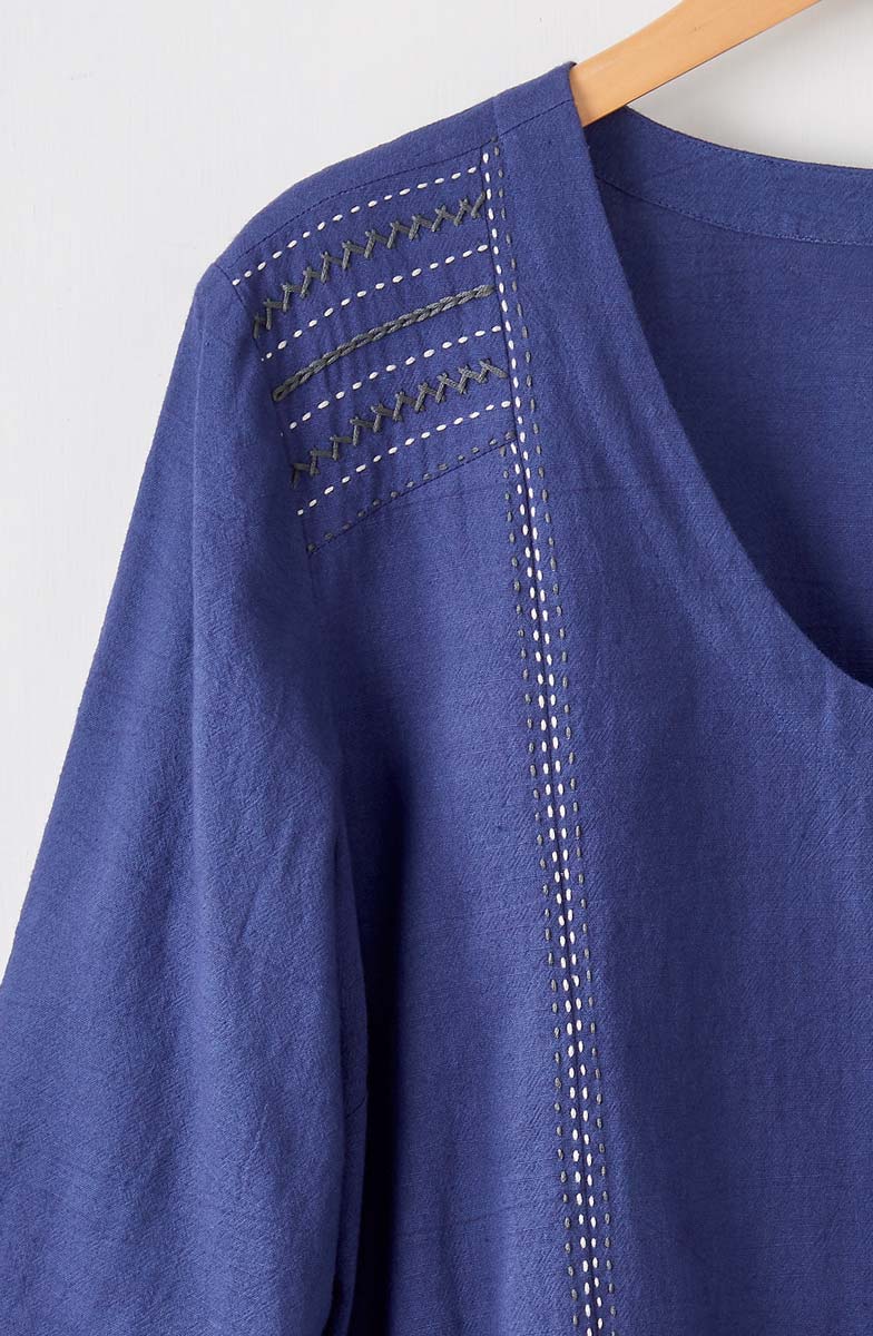 Kochi Slub Cotton V-Neck Top