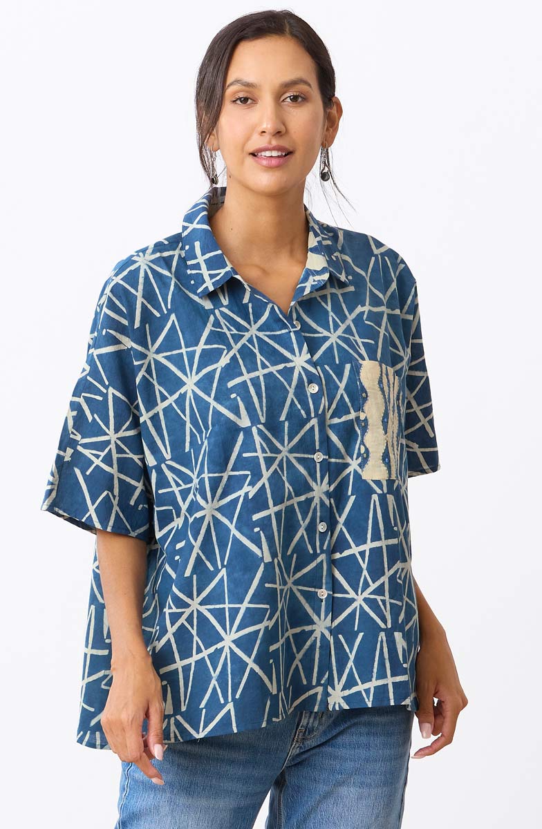 Radhika Natural Dye Oversized Shirt - Indigo