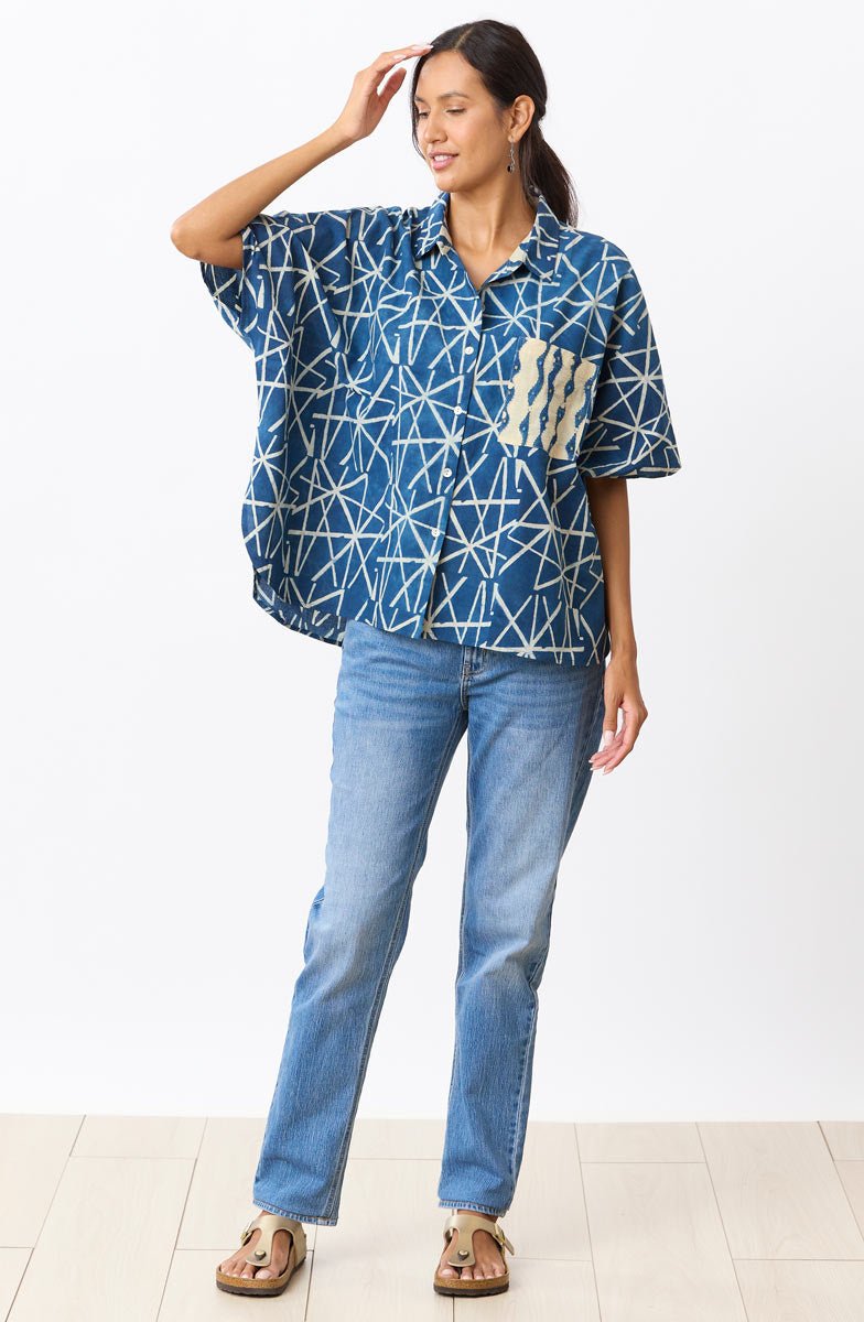 Radhika Natural Dye Oversized Shirt - Indigo