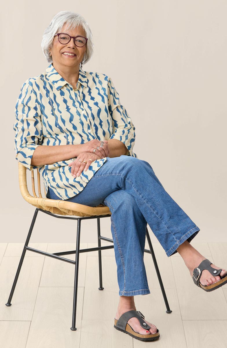 Namrita Natural Dye 3/4-Sleeve Shirt - Soft white/Indigo