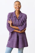 Paradeep Batik Stripe Long Shirt - Heirloom purple/Multi