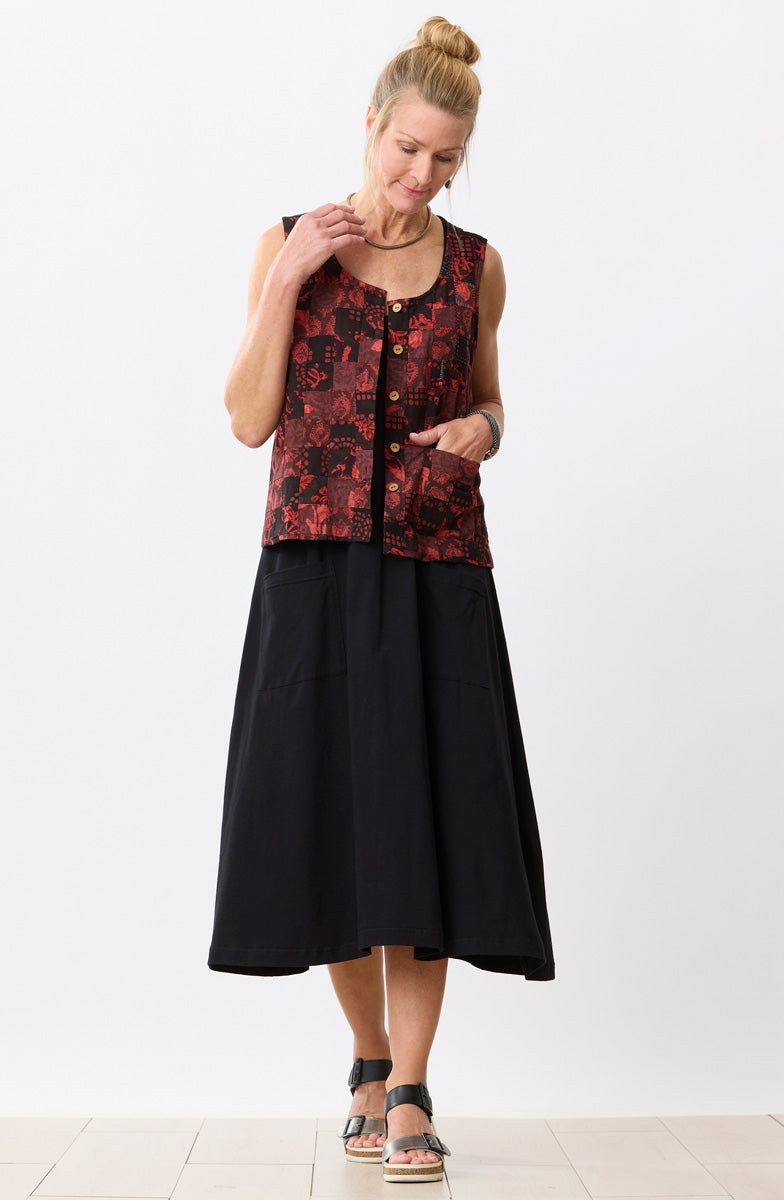 Manya Upcycled Patchwork Cropped Tank/Vest - Red/Chindi