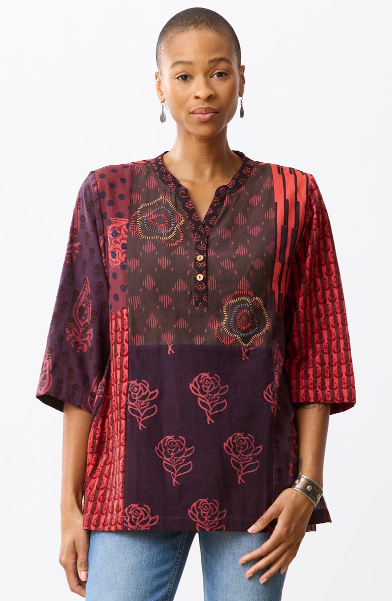 Shaily Deadstock Tunic - Red/Multi