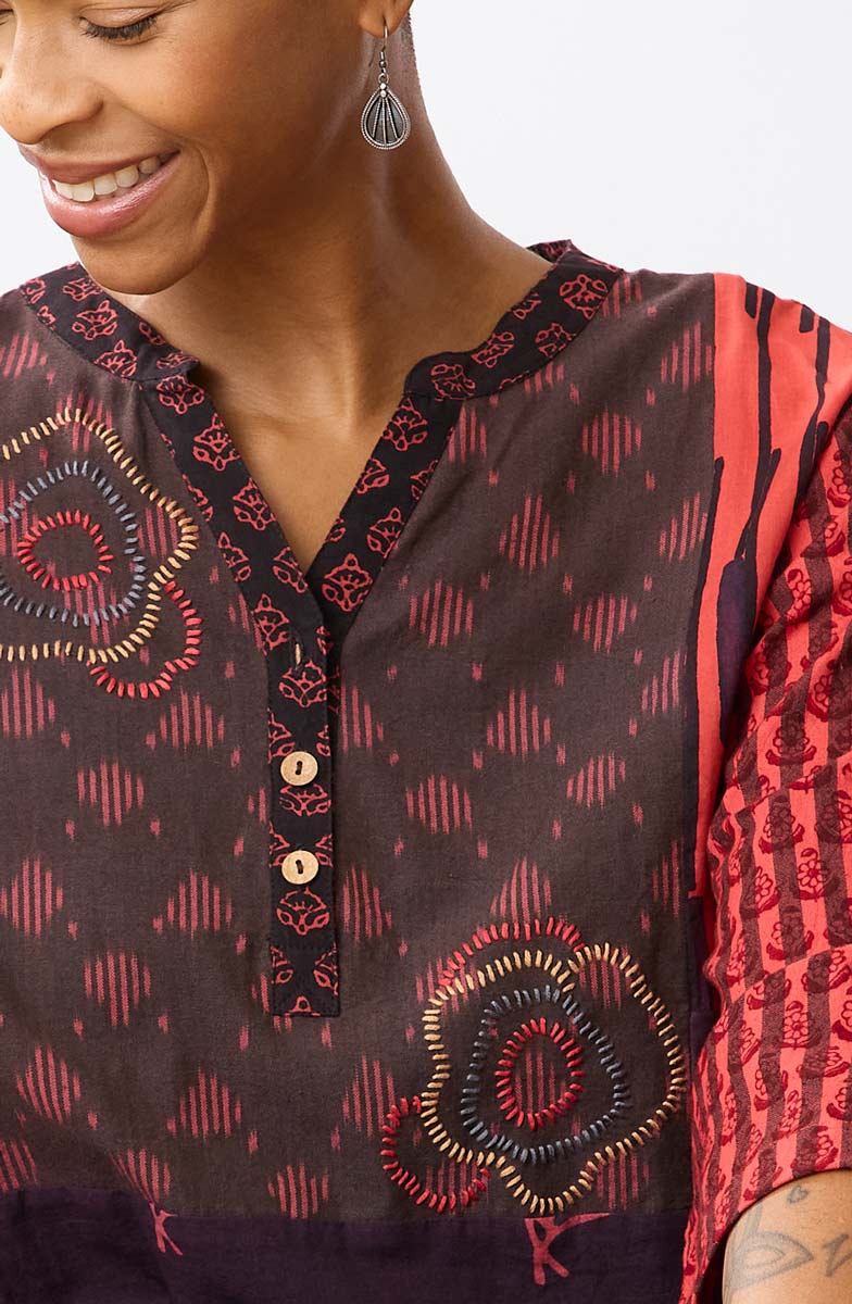 Shaily Deadstock Tunic - Red/Multi