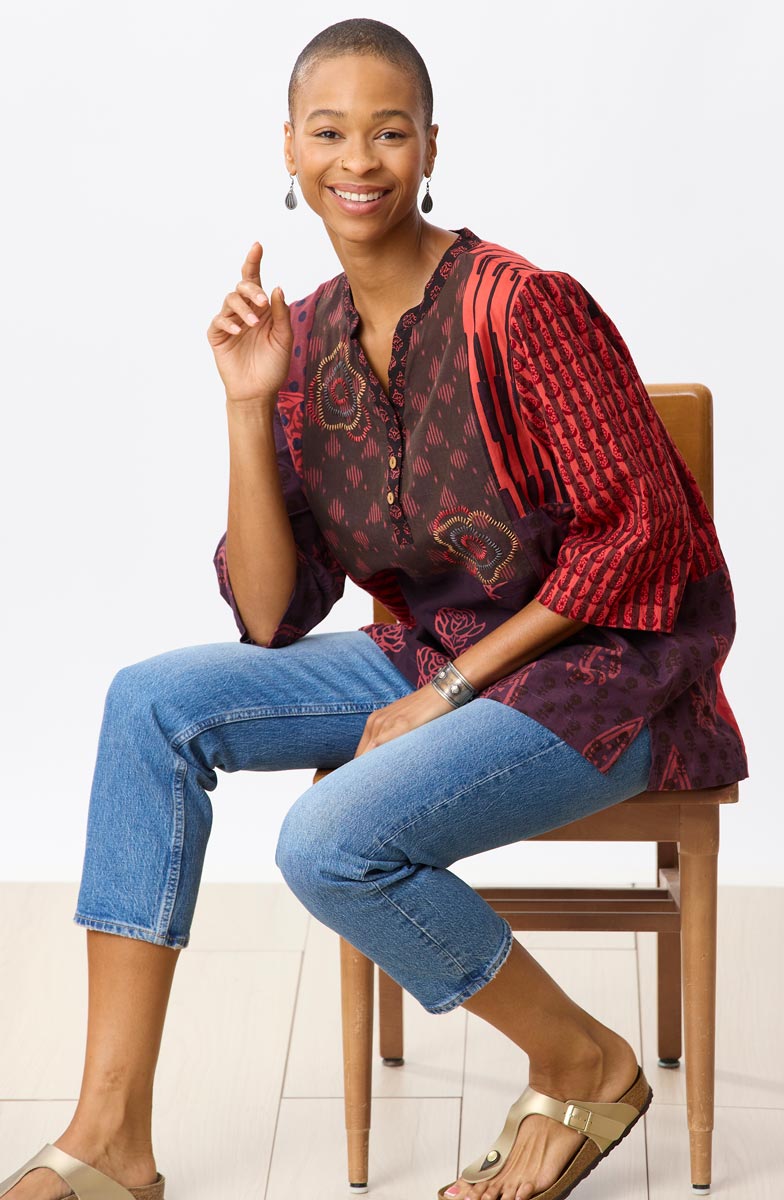 Shaily Deadstock Tunic - Red/Multi