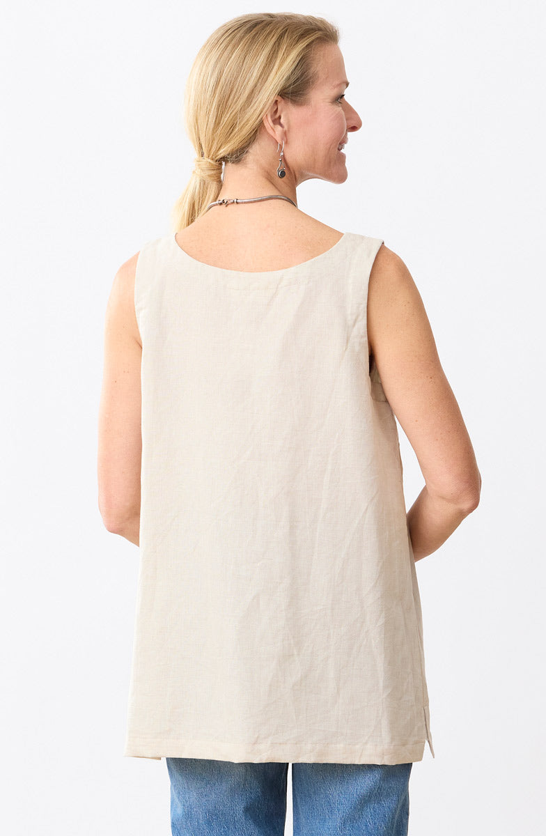 Sanju Linen Cotton Tunic Tank - Flax
