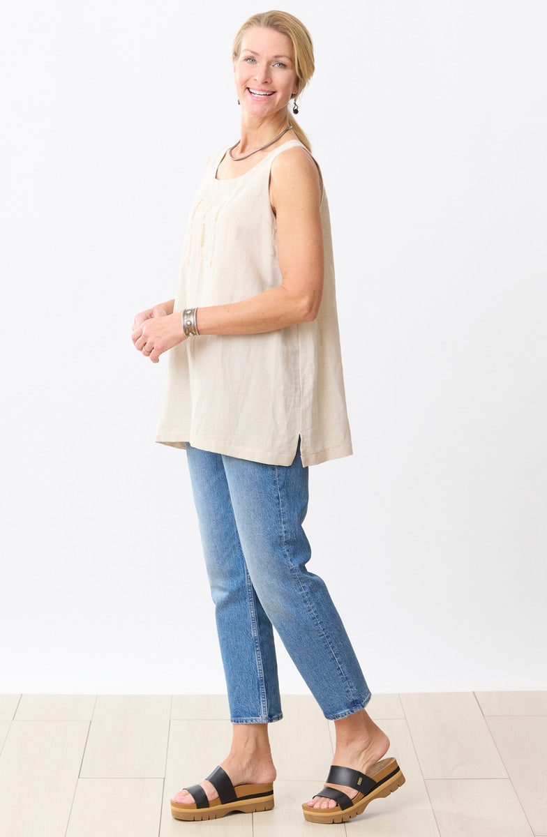 Sanju Linen Cotton Tunic Tank - Flax